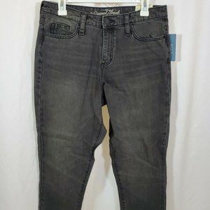 Universal Thread High Rise Denim Jeans Size 28 Regular 6 Raw Ankle Hem Charcoal